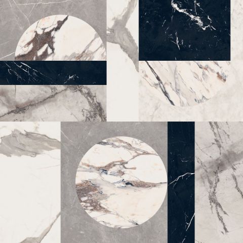 Piastrelle in gres porcellanato effetto intarsio Lucido della collezione Sensi di Abk 120x120 cm - 9mm