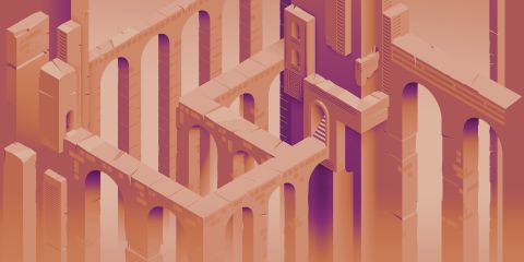 Carta da parati a fantasia Inkiostro Bianco della linea Digi-Maze con variante rosa