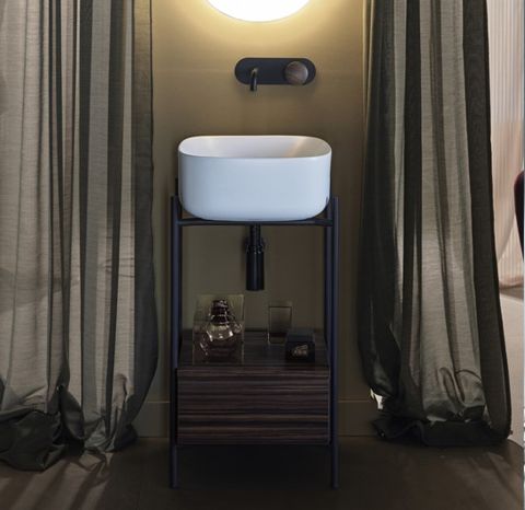 Mobile bagno tondino in metallo L40 della collezione Diva di scarabeo