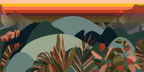 Carta da parati a fantasia Inkiostro Bianco della linea Melting Pot con variante scura