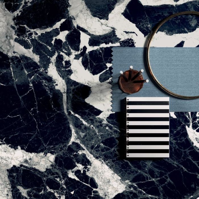 Piastrelle in gres porcellanato effetto breccia antica Lucido della collezione Sensi di Abk-120x120 cm - 9mm