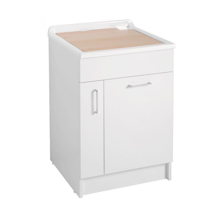 mobile lavanderia in truciolare nobilitato e frontale in laminato lucido 1anta e sportello della collezione Lavanderia di Colavene-Bianco-60x50xh86