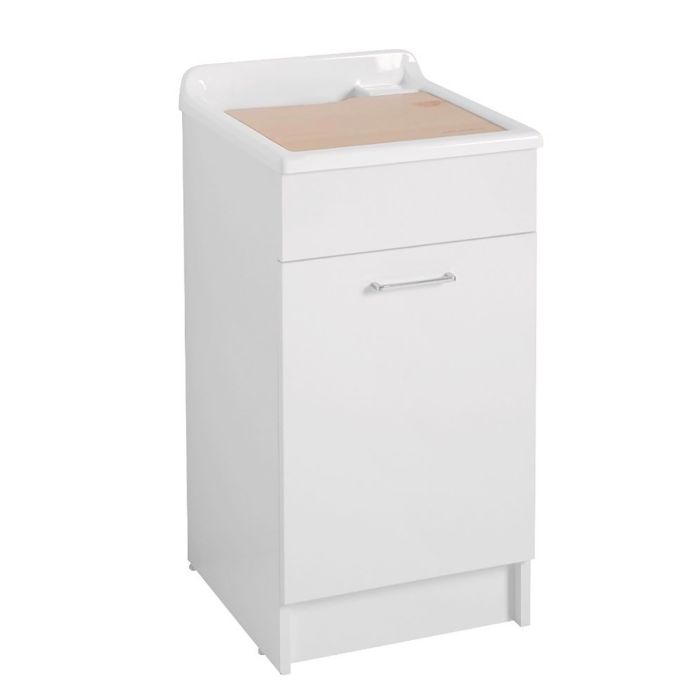 mobile lavanderia in truciolare nobilitato e frontale in laminato lucido 1 anta della collezione Lavanderia di Colavene-Bianco-45x50xh86
