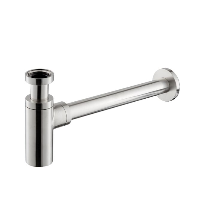 Sifone a vista per lavabo in acciaio inox spazzolato di Vema