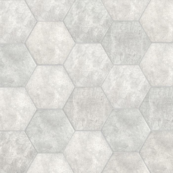 Piastrella gres porcellanato esagono effetto cemento bianco 15x17.3 cm Sp 9