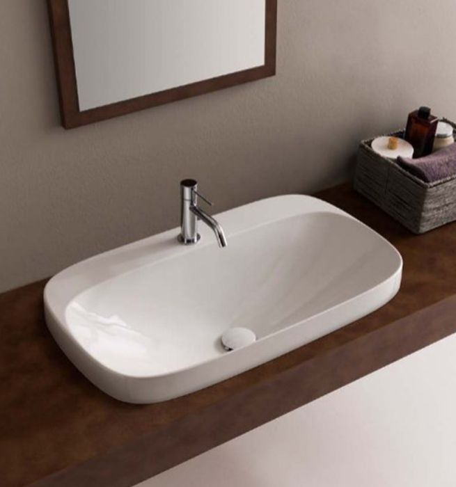 Lavabo a incasso della collezione Moon di Scarabeo-Bianco-42 x 42 h18