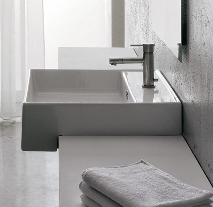 Lavabo semincasso monoforo della collezione Theorema di Scarabeo
