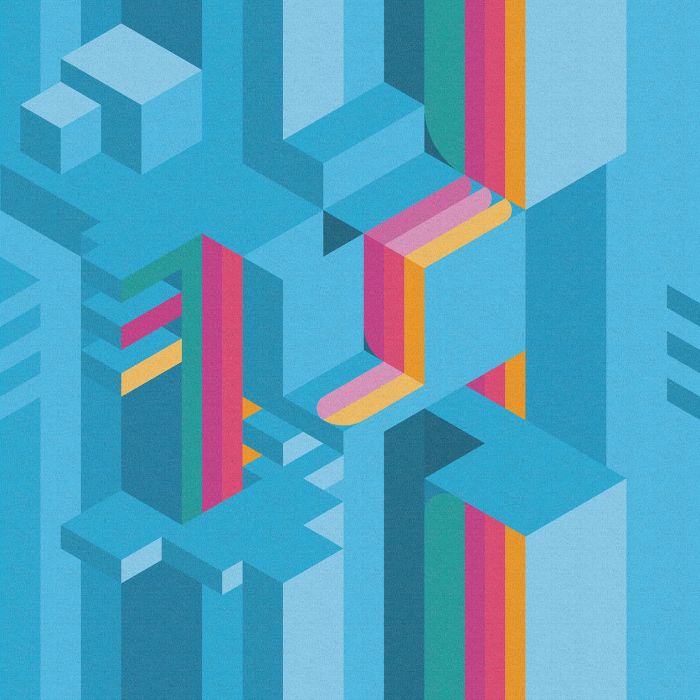 Carta da parati a fantasia Inkiostro Bianco della linea Tetriso con variante azzurra