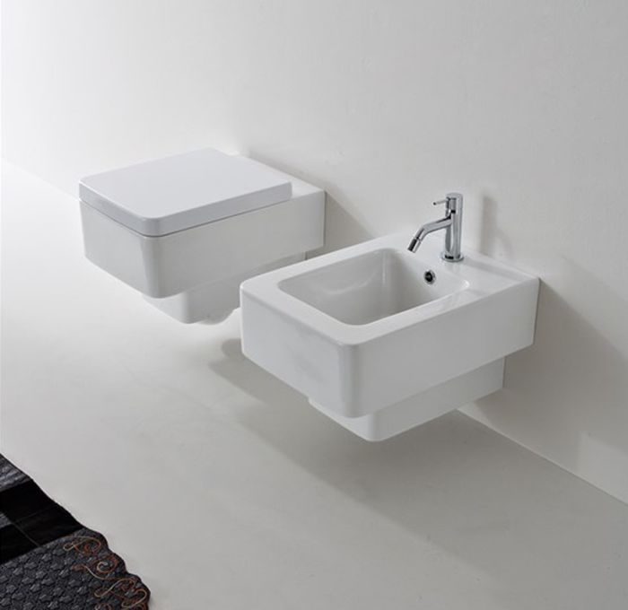 Coppia di Sanitari sospesi della collezione Theorema di Scarabeo