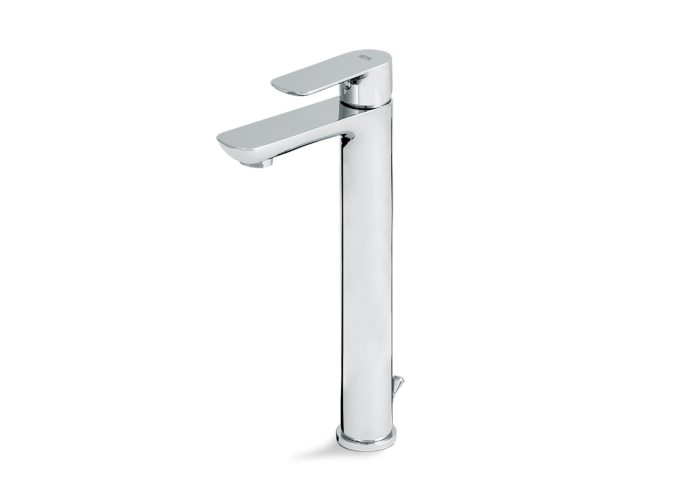 Miscelatore monocomando versione alta per lavabo da appoggio, con scarico della collezione Slate di Vema