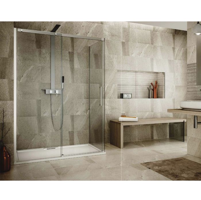 Porta scorrevole doccia con laterale angolare della collezione valley di Hous