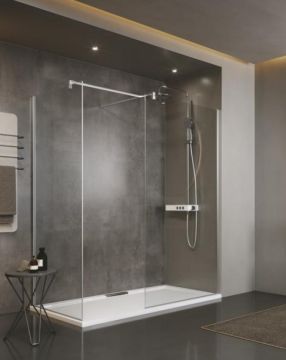 Box Doccia WALK-IN Collezione SPACE con parete fissa laterale 700mm / estensibilità 680-700 / h2000mm