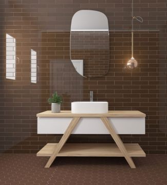 Piastrelle da rivestimento rettangolari Effetto Ceramica 7,5x30 SP9mm Lucido Collezione Murano Colore Marrone