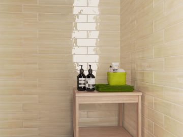 Piastrelle da rivestimento rettangolari Effetto Ceramica 6,5x40 SP9mm Lucido Collezione Pitture Colore Canapa