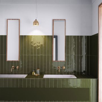 Piastrelle da rivestimento rettangolari Effetto Ceramica 6,5x40 SP9mm Lucido Collezione Pitture Colore Salvia