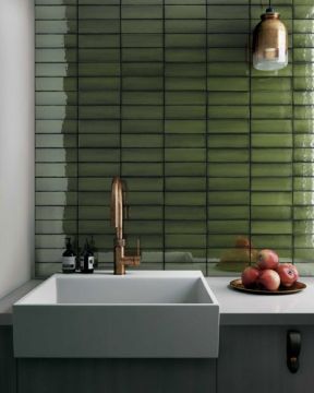 Piastrelle da rivestimento rettangolari Effetto Ceramica 6,5x20 SP9mm Lucido Collezione Babele Colore Olivastro