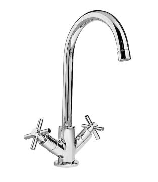 Monoforo lavabo con bocca alta girevole completo di piletta clic-clac. Collezione TIME2020 T CROSS di Bongio