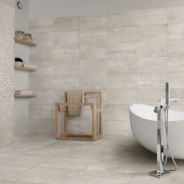 Piastrella effetto cemento Portland Hous grigio chiaro 30x60 cm Sp 10mm