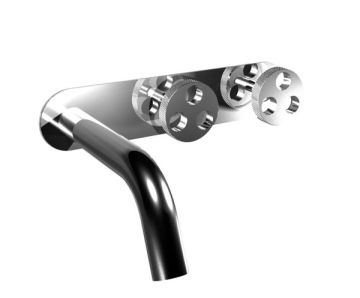 Gruppo lavabo tre fori incasso con piastra verticale o orizzontale.
Collezione BOWLING di Bongio