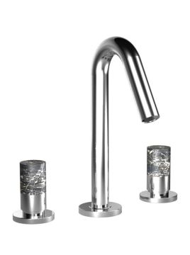 Gruppo lavabo tre fori con piletta clic-clac. Collezione AQUA / AQUAMARBLE di Borgio