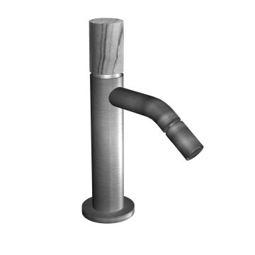 Miscelatore bidet in acciaio spazzolato 316 con cartuccia tradizionale e maniglia in teak Collezione TIME2020 WOOD di Bongio