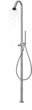 Colonna doccia a pavimento in acciaio spazzolato 316 con miscelatore progressivo, deviatore, set doccia e regolazione effetto bolla acqua Collezione Inox316 Time 2020 di Bongio