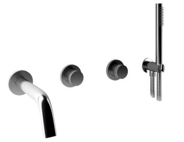 Gruppo vasca incasso in acciaio spazzolato 316 con set doccetta e cartuccia progressiva Collezione Inox316 Time 2020 di Bongio