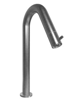 Miscelatore lavabo girevole (alto mm 346) in acciaio spazzolato 316 e cartuccia progressiva inclusa nella bocca Collezione Inox316 Time 2020 di Bongio
