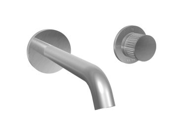 Miscelatore lavabo incasso con bocca da 190 mm. in acciaio spazzolato 316 e cartuccia progressiva Collezione Inox316 Time 2020 di Bongio