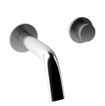 Miscelatore lavabo incasso con bocca da 220 mm. in acciaio spazzolato 316 e cartuccia progressiva nel comando remoto Collezione Inox316 Time 2020 di Bongio