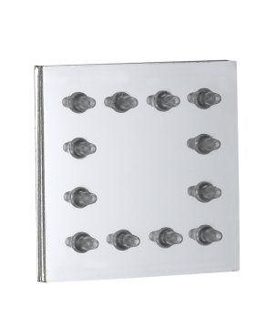 Soffioncino laterale quadrato, getto a pioggia in acciaio spazzolato 316.
Collezione TIME2020 WELLNESS di Bongio
