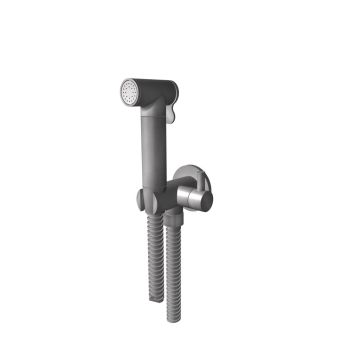 Set doccia bidet a muro per wc in acciaio spazzolato 316 con presa acqua e rubinetto apri-chiudi Collezione Inox316 Time 2020 di Bongio