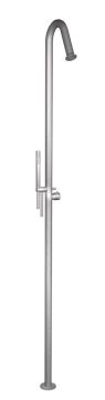 Colonna doccia a pavimento in acciaio spazzolato 316 con miscelatore a cartuccia tradizionale deviatore, set doccia e regolazione effetto bolla acqua Collezione Inox316 Time 2020 di Bongio