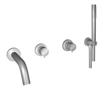 Gruppo vasca incasso con set doccetta in acciaio spazzolato 316 e cartuccia tradizionale Collezione Inox316 Time 2020 di Bongio