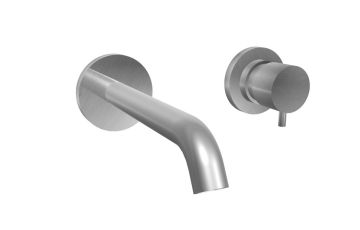 Miscelatore lavabo incasso con bocca da 190 mm. in acciaio spazzolato 316 e cartuccia tradizionale Collezione Inox316 Time 2020 di Bongio
