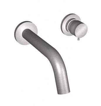 Miscelatore lavabo incasso con bocca da 230 mm. in acciaio spazzolato 316 e cartuccia tradizionale Collezione Inox316 Time 2020 di Bongio