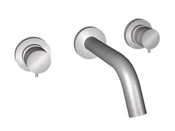 Gruppo lavabo a parete con bocca da 232 mm in acciaio spazzolato 316 Collezione Inox316 Time 2020 di Bongio