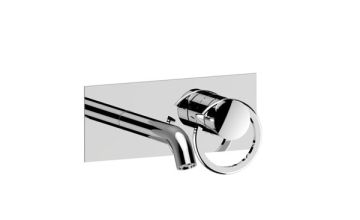 Miscelatore lavabo a parete con piastra e bocca. Collezione LINEA BY AC di Bongio