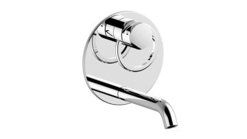 Miscelatore lavabo a parete con piastra e bocca. Collezione LINEA BY AC di Bongio