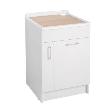 mobile lavanderia in truciolare nobilitato e frontale in laminato lucido 1anta e sportello della collezione Lavanderia di Colavene-Bianco-60x50xh86