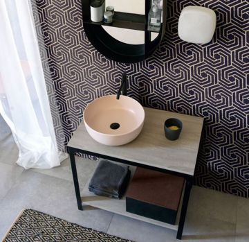 Mobile da bagno con ripiani in legno della collezione Able di Scarabeo