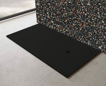 Piatto Doccia 800X800mm in Marmoresina con griglia laccata Colore Nero