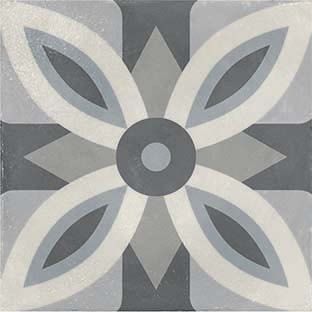 Gres porcellanato decorato della collezione epoque di Armonie-Marmetta Flora mix cenere-20x20