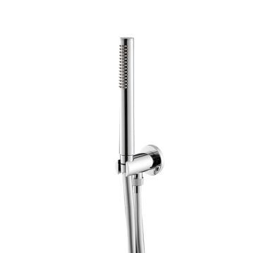 Gruppo presa acqua tondo completo di supporto fisso,  flessibile in PVC e doccetta di Vema