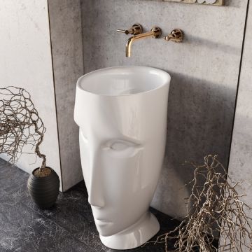 Lavabo freestanding Moloco scarico suolo completo di sifone e tubo flessibile di scarico Kerasan