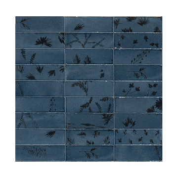 Gres porcellanato Marazzi Rice Decoro Leaf Blu lucido 5x15 SP10
