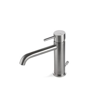 Miscelatore monocomando in acciaio inox satinato con scarico da 1”1/4 della collezione Timber di Vema