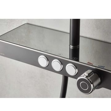 Colonna doccia esterna da parete con soffione quadro miscelatore termostatico incorporato, set doccetta di Vema