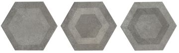 Piastrella gres porcellanato esagono effetto cemento grigio decoro geometrico 15x17.3 cm Sp 9 
